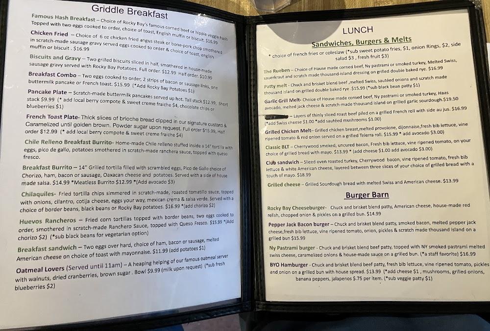 Rocky Bay Cafe & Delicatessen Menu image 2